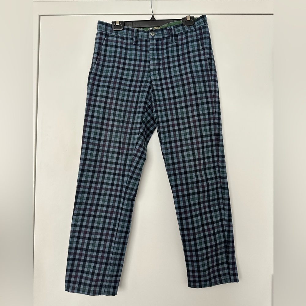 Blue and Black Dress Pants with Checkered Pattern